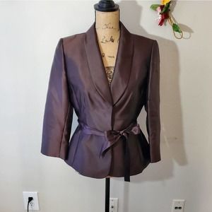 TAHARI Luxe Arthur Levine tailored peplum tied waist blazer size 6